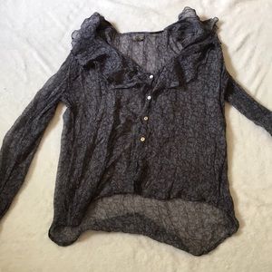 Sheer Floral Button Down